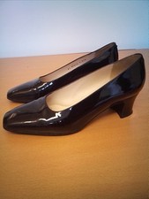 Robert Vianni Ladies Court Shoes Black Patent Square Toe Sz 37.5 
