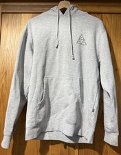 HUF Essentials Triple Triangle Pullover Hoodie Grey Mens Sz S Oversized Fit