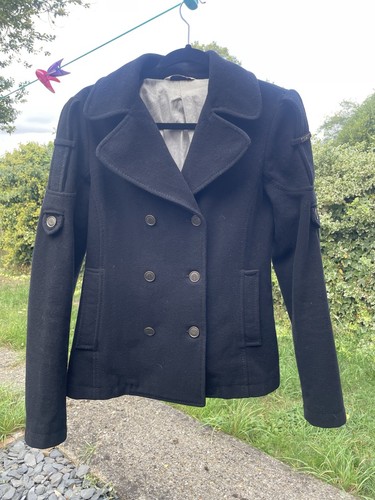 Black wool double - , pea