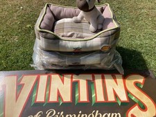 SMALL DOG BED Snug & Cosy TWEED CHECK Bolster Bed 53cm/ 21”Inch