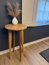 solid oak console table, side