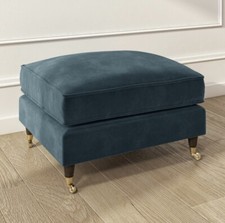 Velvet Footstool Ottoman Pouffe Upholstered Soft Stool