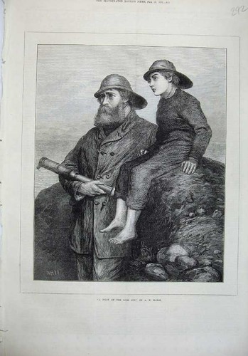 Original old antique print - old,
