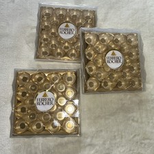 3x EMPTY Ferrero Rocher Boxes. 21x21 cm. +Inner Trays for 25 chocolates in each