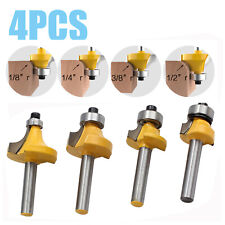 4 Pcs1/4" Shank Round Over Router Bit Edging Set Radius Woodworking Cutter Tool