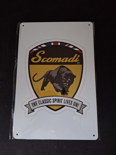 Scomadi label metal sign - label,
