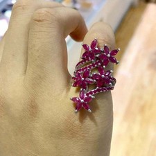 4ct Natural Ruby Ring Flower