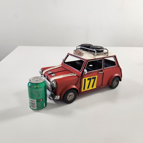 Metal tin large red mini - metal,