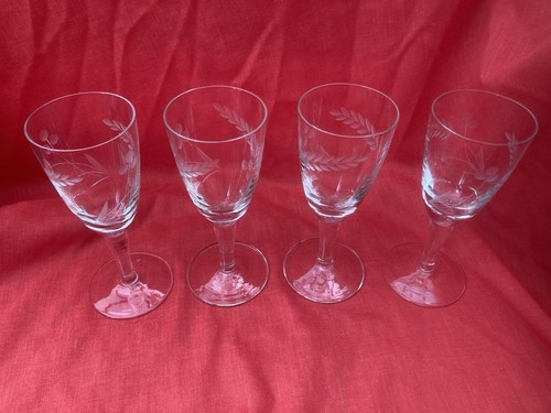 Set vintage etched glass - 4,
