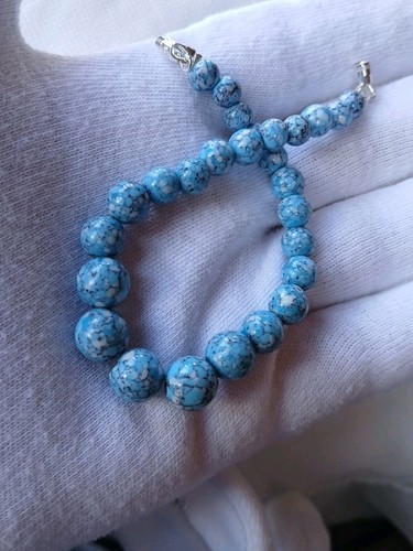 Doll necklace blue speckled - doll,