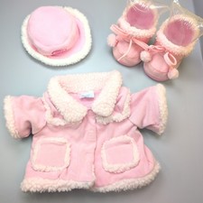 Build-A-Bear Vintage Pink Fluffy Winter Coat, Hat & Boots - RARE HTF