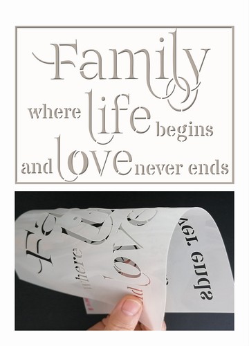 Family life stencil saying - life,