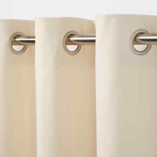 B&Q Taowa Cream/Natural Plain Unlined Single Ring Top Eyelet Curtain Panel X1