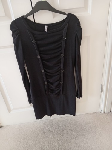 Black jumper dress ruffled - black,