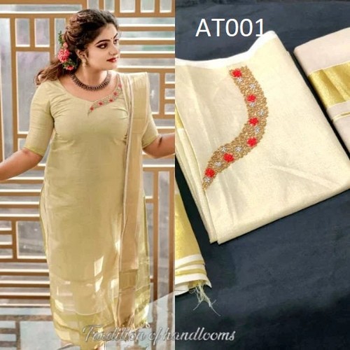 Gold tissue churidar - gold,