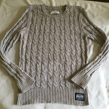 Superdry Vintage Orange Label Beige Sweater Pullover Knit Large