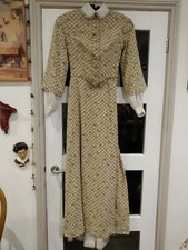 Antique dress cotton floral bustle prairie boned bodice TV film theatre stage 