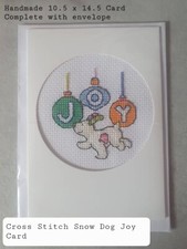 Cross-stitch snowdog joy Card