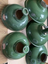 5 Vintage Green Enamel Coolicon Shades 23 & 28 Cm Light Industrial Rustic Trendy