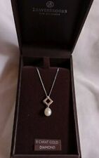 9ct 375 9k White Gold Real Diamond Natural Pearl Necklace From Beaverbrooks 