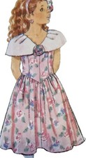 1980s Flower Girl Dress Shawl Collar Rosette Butterick 5344 Sewing Pattern