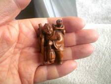 Hand carved wood netsuke - wood,