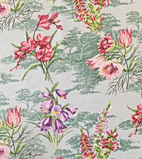 Mid Century Pink Grey Flowers