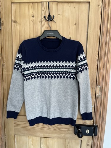 Navy grey fair isle nordic - navy,