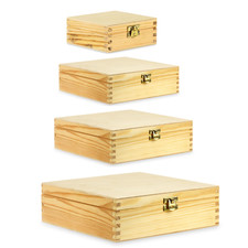 Wooden Treasure Chest Boxes with Metal Clasp - Crafting, Gifts, Storage - Sizes