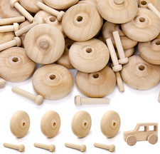 72 Pack Wooden Toys Car Wheels
