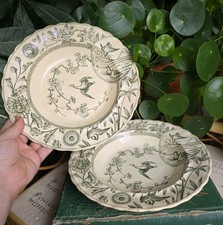 Antique Davenports Berber Plates X 2 Transferware Floral Birds (Japanese)?