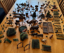 Large Bundle of Vintage Lead Metal Zoo Animals/Enclosures etc. Britains &Others
