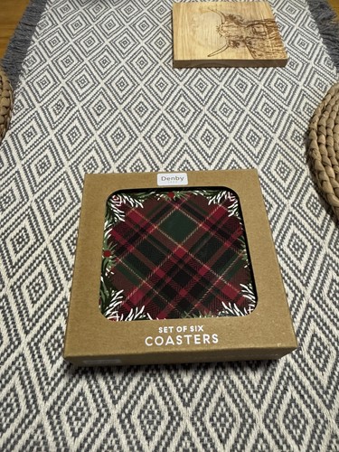 New denby noel tartan coasters - new,