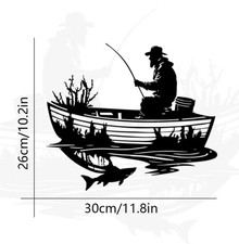30 x 26cm Man Fishing on a