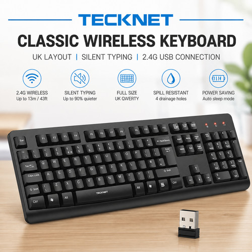 Tecknet wireless keyboard - wireless, uk