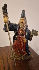 Blue Resin Wizard With Tome and Dragon Head Staff Ornament