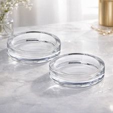 2 Clear Glass Round Candle