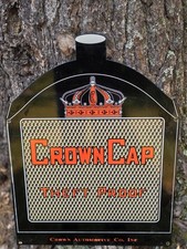 OLD VINTAGE CROWN RADIATOR CAP "THEFT PROOF" PORCELAIN ENAMEL SIGN 24" X 23"