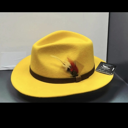 Unisex yellow wool felt - yellow,