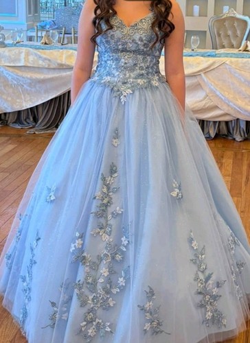 Ice blue embroidered tulle - ice,