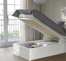 IKEA MALM White Single Ottoman Bed with Storage and Two Mattresses