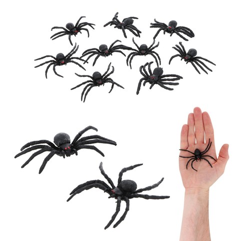 9pc scary plastic spiders - scary,