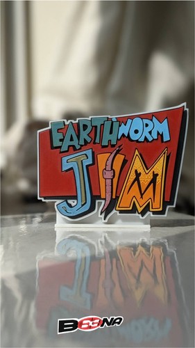 Earthworm jim logo display - earthworm,