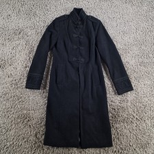 Zara Basic Coat Womens Medium Black Military Long Trench