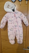 BNWOT 0-3m Baby Girl Fluffy Pramsuit Snowsuit by Nutmeg