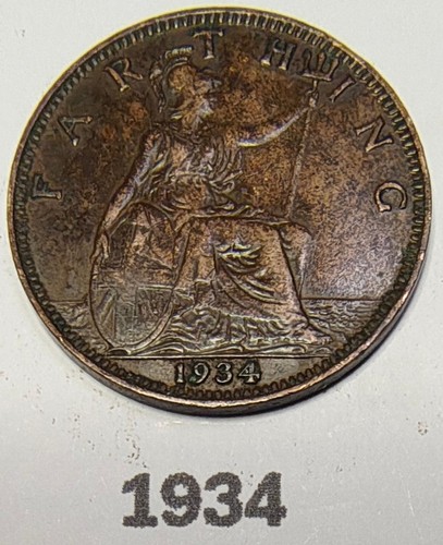1934 george farthing coin - farthing,