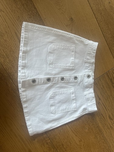 White zara denim button front - white,