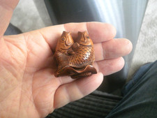 Hand Carved wood netsuke fish