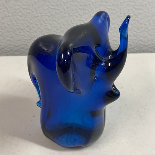 Mdina blue elephant art - elephant, glass