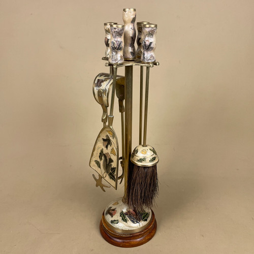 Enamel brass metal fireside - brass,